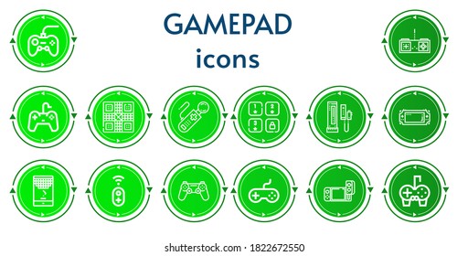 Editable 14 iconos de gamepad para web y móvil. Juego de gamepad incluido línea de iconos Gamepad, Juego, Controlador, Consola, Joystick