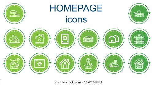 Editable 14 iconos de la página de inicio para web y móvil. Conjunto de páginas de inicio incluidas la línea de iconos Casa, Casas, Página de inicio
