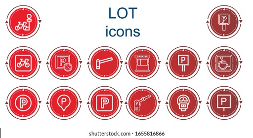 Editable 14 lot icons for web and mobile. Set of lot included icons line Parking, Parking sign, Parking meter