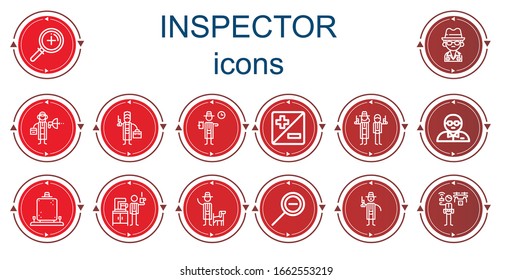 Editable 14 inspector icons for web and mobile. Set of inspector included icons line Zoom, Mafia, Detective, Bodyguard, Zoom out