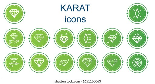 Bearbeitbar 14 Karat Icons für Web und Mobile. Set Set mit Karat-Symbole Zeile Diamond