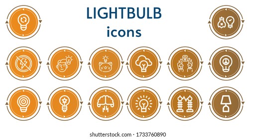 Editable 14 iconos de bombilla para web y móvil. Conjunto de bombillas incluidas línea de iconos Luz, Ideas, Electricidad, Idea, Brainstorming, Bombilla, Lámpara