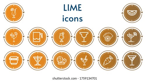 Iconos editables de 14 cal para web y móvil. Juego de cal incluido íconos línea Cocktail, Lemon, Jar, Vegetales