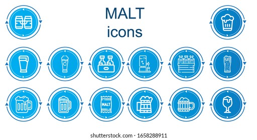 Editable 14 malt icons for web and mobile. Set of malt included icons line Beer, Malt