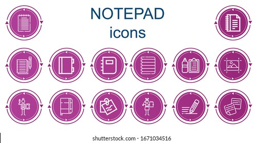 Bearbeitbar 14 Notizblock-Symbole für Web und Mobile. Set von Notizblock enthält Symbole Zeile Hinweis, Hinweise, Notebook, Papier, Checkliste, Editieren, Schreiben, Schreiben