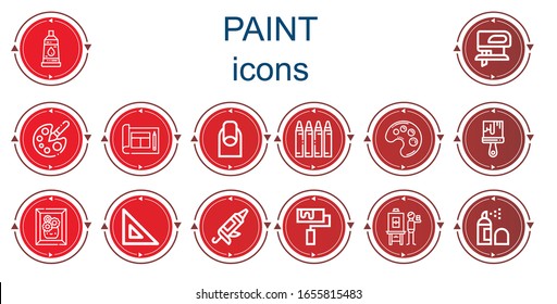 Editable 14 iconos de pintura para web y móvil. Conjunto de pintura incluido iconos línea Tubo de pintura, Varita, paleta de colores, Diseño, uñas, cartón, paleta, pincel, pintura, cuadrado de conjunto
