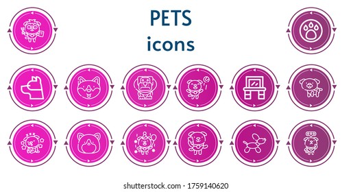 Editable 14 pets icons for web and mobile. Set of pets included icons line Dog, Animal, Vanity, Hamster