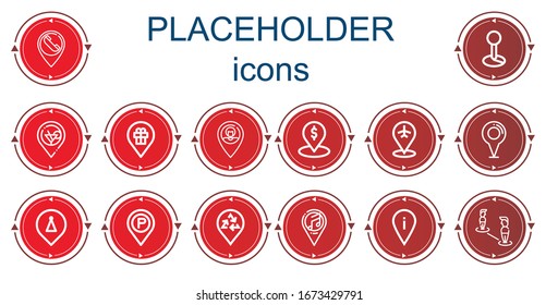 Editable 14 iconos de marcador de posición para web y móvil. Juego de marcador de posición incluido iconos línea Marcador de posición