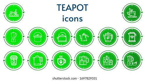 Editable 14 teapot icons for web and mobile. Set of teapot included icons line Cooking, Tea, Blender, Kettle