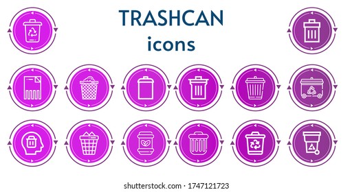Editable 14 trashcan icons for web and mobile. Set of trashcan included icons line Trash bin, Trash, Delete, Trash can, Garbage, Bin, Recycling bin, Waste