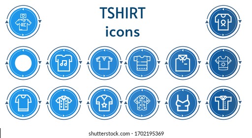 Editable 14 tshirt icons for web and mobile. Set of tshirt included icons line Tshirt, Shirt