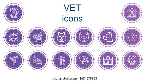 Bearbeitbar 14 Vektorsymbole für Web und Mobile. Set von Tierärzten inbegriffen Symbole Zeile Hund, Veterinär, Tierarzt, Tierarzt