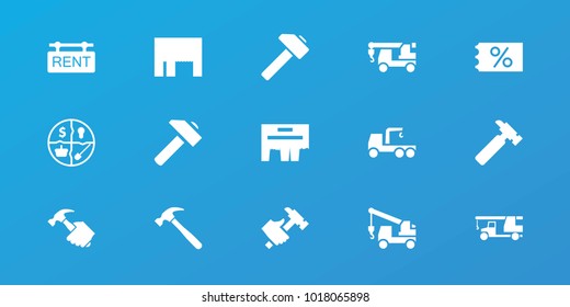 Editable 15 advertising icons: hummer, truck with hook, ticket on sale, ad, marketing
