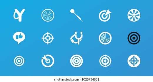 Editable 15 aim icons: radar, sligshot, dart, target, sniper target