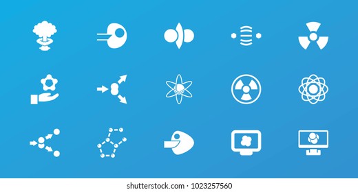 Editable 15 atom icons: atom, core, radiation
