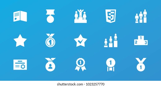 Editable 15 award icons: ranking, star, shield, number 1 medal, diploma