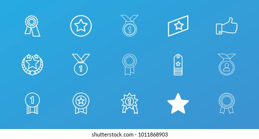 Editable 15 best icons: star, award, medal, thumb up, number 1 medal