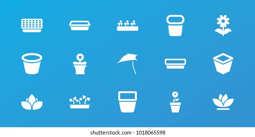 Editable 15 botany icons: pot for plants, flower pot, flower, sprout plants