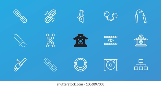 Editable 15 chain icons: gong, chainsaw, chain, arrow, dna, structure, link