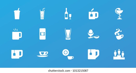Editable 15 cup icons: vending machine, dish, drink, tea cup, soda, boiled egg, wine glass and bottle, ranking, tea, cup with heart