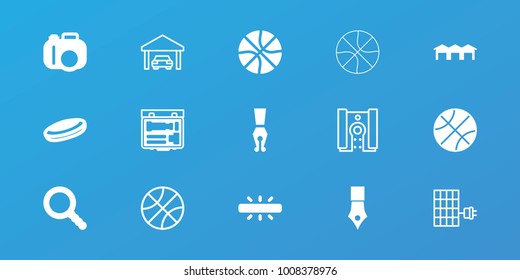 Editable 15 detail icons: camera, hockey puck, ink pen, basketball, search, garage