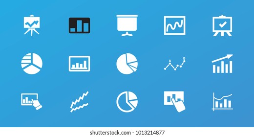 Editable 15 diagram icons: pie chart, board, chart, graph