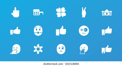 Editable 15 gesture icons: surprised emot, vomiting emot, middle finger, house, hands, thumb up