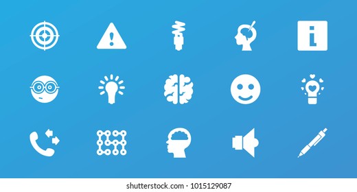 Editable 15 idea icons: call, smile, info, nerd emoji, target, brain surgery, light bulb, fluorescent lamp, lamp, warning, electric circuit, brain, pen, bulb heart