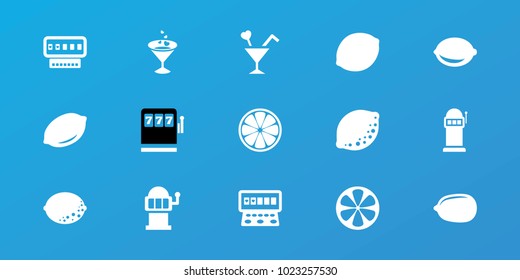 Editable 15 lemon icons: lemon, lemon, slot machine