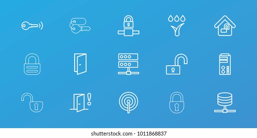 Editable 15 lock icons: door, server, lock, watering system, door warning