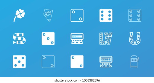 Editable 15 lucky icons: dice, slot machine, dice game, clover, vegas, horseshoe