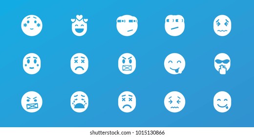 Editable 15 mood icons: emot showing tongue, shy emoji, angry emot, rolling eyes emoji