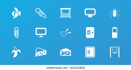 Editable 15 painting icons: cheese, atm, beetle, board, jump rope, paper clip, swing, banana