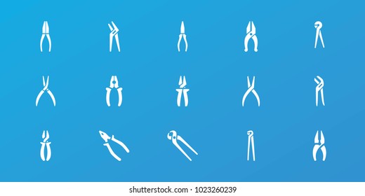 Editable 15 plier icons: nippers