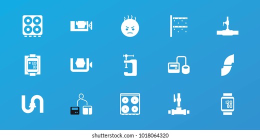 Editable 15 pressure icons: pipe, cooker, vice clamp, angry emot, water pipe, blod pressure tool, blood pressure measure