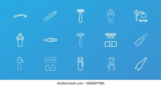 Editable 15 removal icons: razor, electric razor, tweezers, hair removal