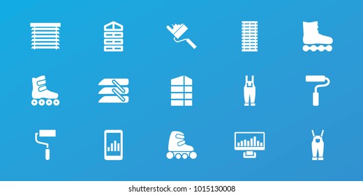Bearbeitbare 15 Rollensymbole: Auslöseblindlinge, Roller, Schaubild, Rollschuh, Gärtner-Springanzug, Jalousien, Fensterverschluss