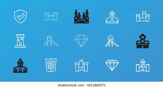 Editable 15 royal icons: castle, diamond