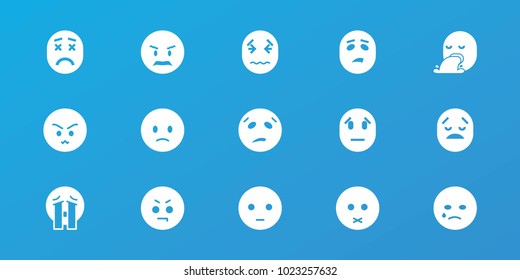 Editable 15 sad icons: sad emot, crying emot