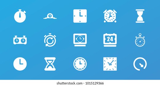Editable 15 second icons: hourglass, stopwatch, wall clock