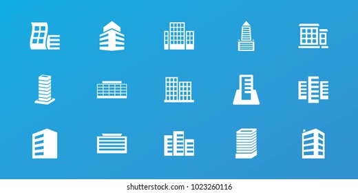 Editable 15 skyscraper icons: modern curved building, building, business center building