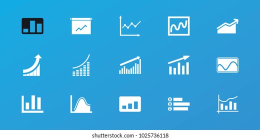 Editable 15 statistic icons: chart, graph