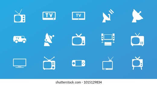 Editable 15 tv icons: tv, satellite