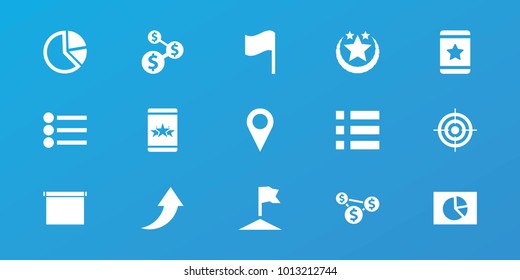 Editable 15 ui icons: star, pie chart, dollar sign, menu, location, flag, arrow