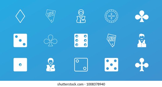 Editable 15 vegas icons: clubs, dice, casino boy, diamonds, vegas