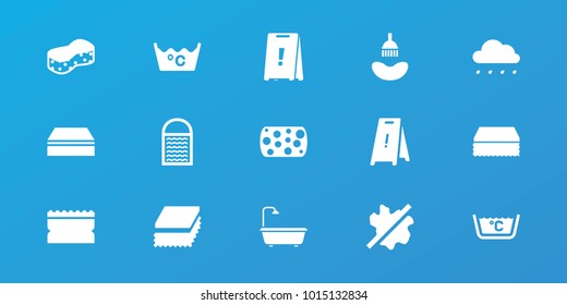 Editable 15 wet icons: shower, sponge, no wash, wet floor, laundry