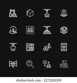 Editable 16 abc icons for web and mobile. Set of abc included icons line Abc, d cube, Font, d, Spell on black background