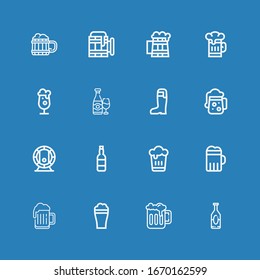 Editable 16 ale icons for web and mobile. Set of ale included icons line Beer on blue background
