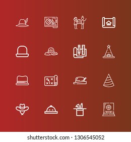 Editable 16 architect icons for web and mobile. Set of architect included icons line Hat, Planning, Plan, House plan, Blueprint on red