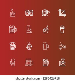 Editable 16 barley icons for web and mobile. Set of barley included icons line Beer, Hop, Rice, Crop on red
